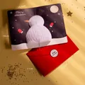 3D pop-up Christmas card set with snowman design, red envelope and festive sticker - Blue 3D Snowman Style (Style C)