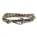 Army green woven rope bracelet with nautical silver fish hook clasp on white background - Army Green / Silver Hook