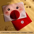 3D Santa Claus Christmas card with red honeycomb design and matching envelope - White Santa Claus Style (Style D)