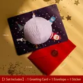 3D pop-up Christmas card set with Santa illustration, blue theme, and red envelope - Red Santa Claus Style (Style F)