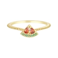 Chic gold-plated watermelon slice ring with vibrant red and green crystals - Watermelon Slice (JZ00006)