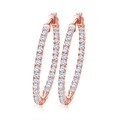 Sparkling rose gold hoop earrings with micro-pave white cubic zirconia stones - Rose Gold