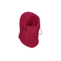Thick burgundy fleece balaclava hood with adjustable drawstring for winter warmth - Burgundy