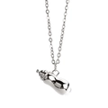Hip hop titanium steel necklace featuring a unique silver milk bottle pendant with pearl detail - Chain Length 60+5cm / Silver
