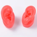Modelli di orecchie in silicone rosa e arancio per esposizione di gioielli e piercing - Orecchio Sinistro / Rosso