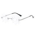 Lunettes de soleil de Noël sans monture en forme de flocon argenté avec verres blancs - Monture Argentée Transparente