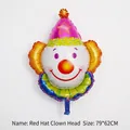 79x62CM Circus Clown Head Foil Balloon for Christmas and Party Decoration - Red Hat Clown / 79x62cm