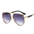 Pilot sunglasses with purple gradient lenses and gold metal openwork frame for men - Gold Frame Gray Gradient Lens