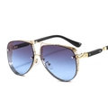 Men's metal mesh sunglasses with gold frame and purple gradient lenses in pilot style - Gold Frame Gray-Blue Gradient Lens