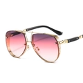 Aviator sunglasses with gradient pink lenses and gold metal frame with floral cutout - Gold Frame Purple Gradient Lens