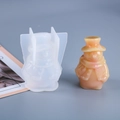 DIY snowman shaped silicone mold with finished orange resin snowman figurine for crafting - 3D Christmas Snowman