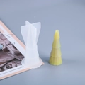 3D Christmas tree silicone resin mold with white translucent tool and yellow finished product - 3D Christmas Tree