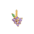 Ciondolo uva creativo placcato oro con cristalli di zircone viola e verde brillante - Uva Viola