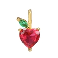 Ciondolo creativo a forma di mela rossa con zircone a cuore e finitura in oro - Mela Cuore Rosso