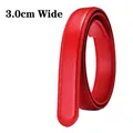 Vibrant red split leather belt strap with 3.0cm width and lychee grain texture - 3.0cm Red Double Stitched