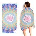 Microfiber quick-dry beach towel featuring a colorful bohemian mandala pattern - Phoenix Tail (Single-sided Print with PE Bag)