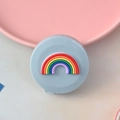 Mini cinta métrica retráctil en azul macarrón con diseño de arcoíris 3D redondo - Arcoíris
