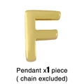 Close-up of polished gold-plated letter F pendant, single piece without chain - Letter F Pendant Only