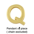 Polished gold letter Q pendant close-up, shown without chain on white background - Letter Q Pendant Only