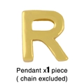 Polished gold letter R pendant in minimalist style shown without the necklace chain - Letter R Pendant Only