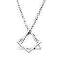Collana unisex con ciondolo geometrico a triangolo e quadrato intrecciati in argento - Tutto Argento (Solo Pendente)