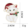 Christmas cat brooch in enamel finish with dimensions of 3.9cm by 2.9cm and 11g weight - C1776-Christmas Cat