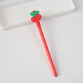 Stylo gel rouge mignon avec breloque cerise et feuille verte pour bureau et école - Cerise