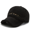 Berretto da baseball nero in lana d'agnello con ricamo dorato BEAUTIFUL - Regolabile / Nero