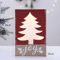 Luminous Christmas tree wooden hanging plaque with joy text and holly patterns - Red Wood Plaque/Joy/Christmas Tree