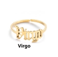 Detailed view of adjustable Virgo zodiac sign ring in gold-plated stainless steel - Virgo