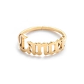 Macro detail of gothic Cancer zodiac cutout on adjustable gold plated alloy ring - Gold-Cancer