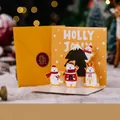 Biglietto di Natale 3D con orsi polari, busta gialla e adesivo di chiusura rotondo - Stile B - Set di biglietti per la festa di Natale