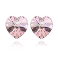 Elegant heart-shaped pink crystal stud earrings featuring a small accent diamond - Pink