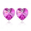 Sweet heart-shaped crystal stud earrings in rose pink with micro rhinestone accents - Light Rose