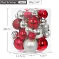 Set da 34 palline di Natale rosse e argento con finiture glitterate e opache eleganti - Rosso Argento