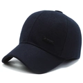 Herren Winter-Baseballkappe in Dunkelblau aus Wolle mit Ohrenschutz und Sport-Logo - Verstellbar / Marineblau