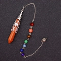 Healing goldstone hexagonal prism pendulum necklace with seven chakra beads and silver alloy - Goldstone With Chakra Chain