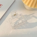 Transparent acrylic square hair claw clip with golden metal spring for women - Transparent