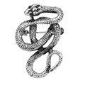 Spilla vintage a forma di serpente in argento con scaglie e pietre preziose nere - Serpente Lungo / Argento Antico