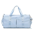 Light blue high-capacity gym bag with wet-dry separation and adjustable shoulder strap - Large / Light Blue