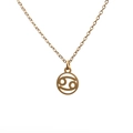 Titanium steel Cancer zodiac necklace with a golden round constellation coin pendant - 11-Cancer