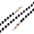 Golden eyewear chain featuring black faceted crystal beads and secure silicone loops - Gold & Black