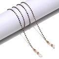 Handmade gold chain with black beads for glasses or face masks featuring adjustable ends - Black Gold Beaded Style (GL1168) / Gold + Black