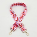 Adjustable wide replacement shoulder strap with purple geometric ethnic patterns - No. 98 / Gold