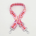 Adjustable colorful bohemian style bag strap with pink and purple geometric patterns - No. 98 / Silver