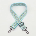 Adjustable light blue daisy pattern shoulder strap with gunmetal swivel hooks - No. 99 / Gunmetal