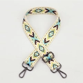 Adjustable bohemian style replacement bag strap with blue and yellow geometric patterns - No. 100 / Gunmetal
