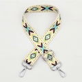 Adjustable geometric blue and brown woven strap for shoulder bags with silver hardware - No. 100 / Silver