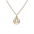 Gold plated titanium steel Libra constellation necklace with hollow circular pendant - 9-Libra