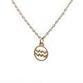 Golden titanium steel necklace featuring a round Aquarius zodiac sign pendant charm - 10-Aquarius